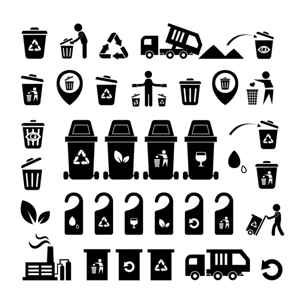 Garbage icons set — Stock Vector