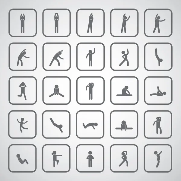 Lichaam oefening stok figuur pictogram — Stockvector