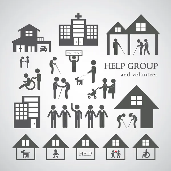 非盈利性社会服务的标志的志愿者 — 图库矢量图片