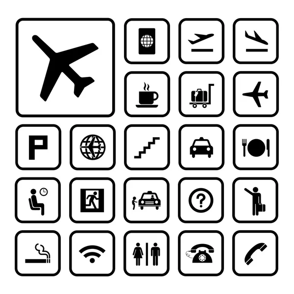 Flughafen-Symbole gesetzt — Stockvektor