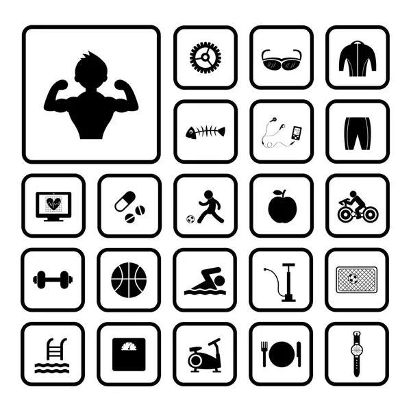 Sports and healthy icons set — Stock Vector