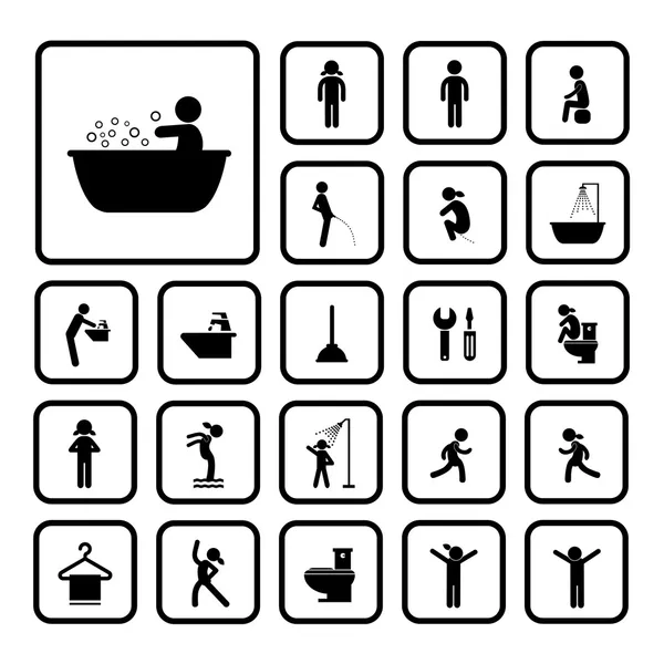 Action personnes et icônes d'hygiène ensemble — Image vectorielle
