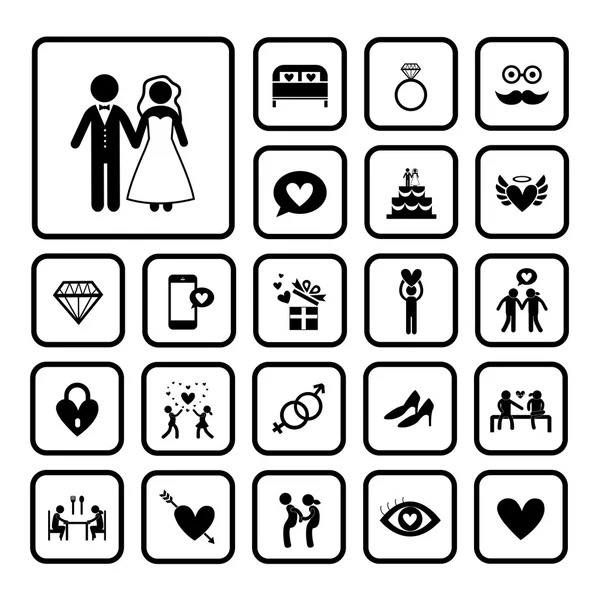 Wedding icons set — Stock Vector