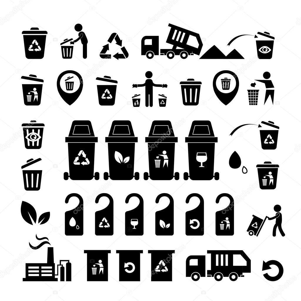 Garbage icons set 