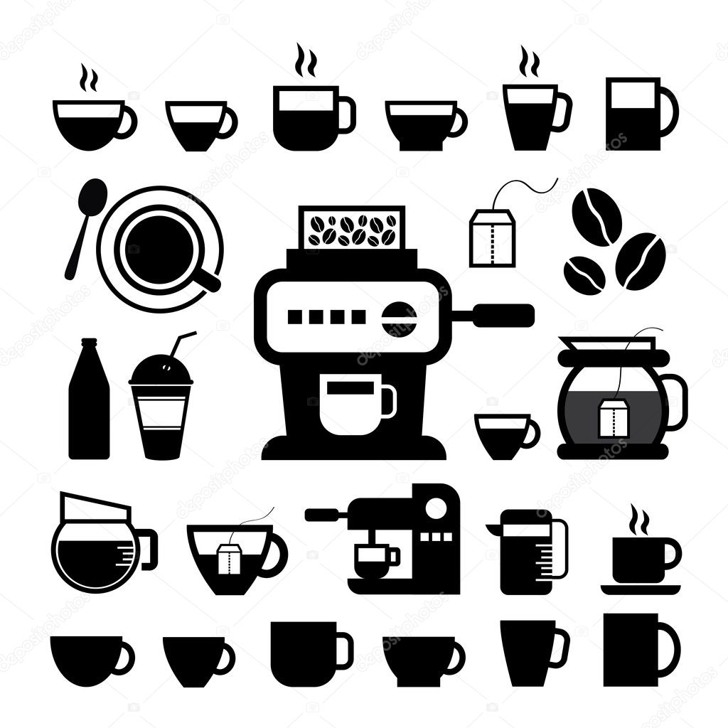 cup and coffee  icon set 