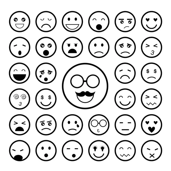 Caras emoticones iconos conjunto — Archivo Imágenes Vectoriales