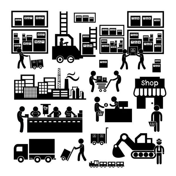 Producent en distributeur pictogram — Stockvector