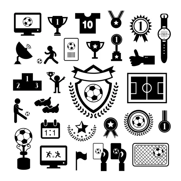 Icono de fútbol conjunto — Archivo Imágenes Vectoriales