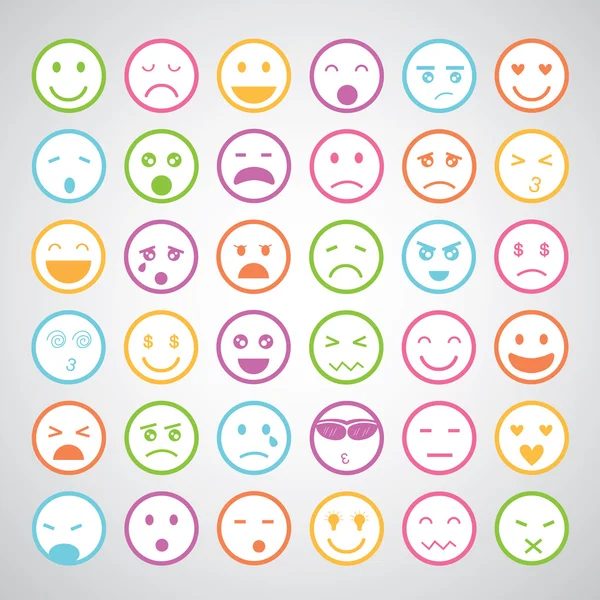 Conjunto de ícones rostos sorridentes — Vetor de Stock