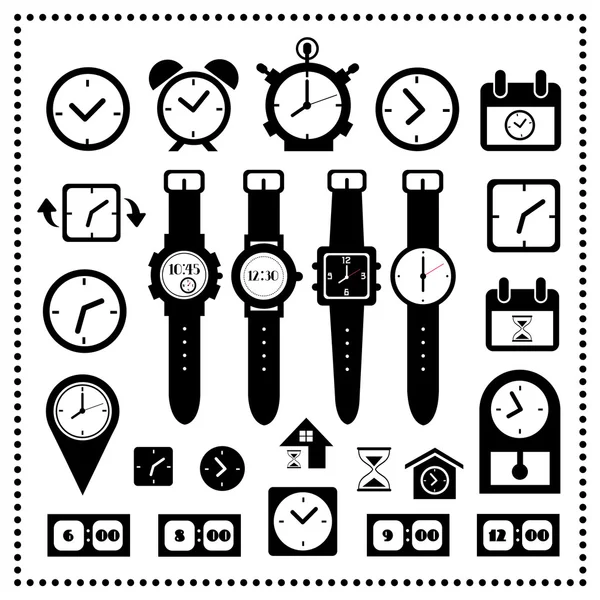 Watch and time icons set — Stock Vector