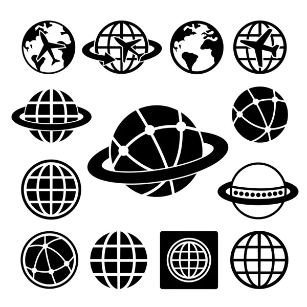 Globe icons set — Stok Vektör