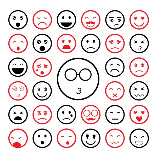 Gesichter Emoticon-Symbole gesetzt — Stockvektor