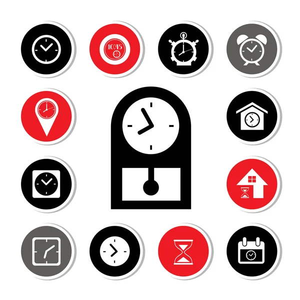 Horloge en tijd icons set — Stockvector