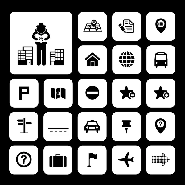 Map and location icons — Stock Vector