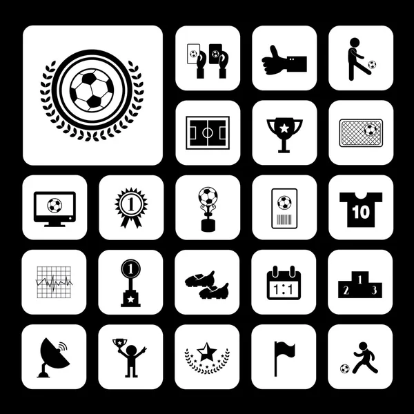 Icono de fútbol conjunto — Archivo Imágenes Vectoriales