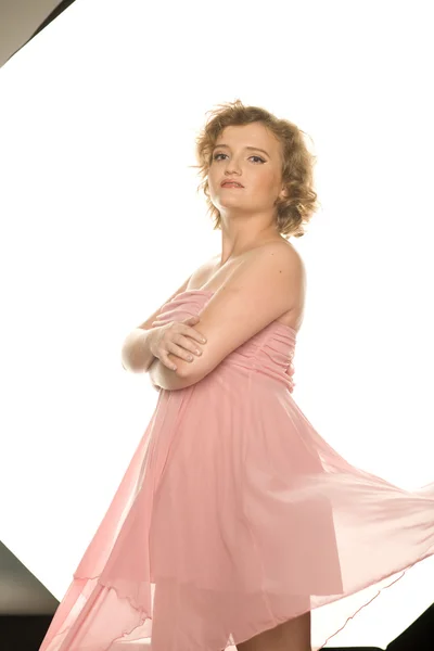 Girl in pink dress — Stock Photo, Image