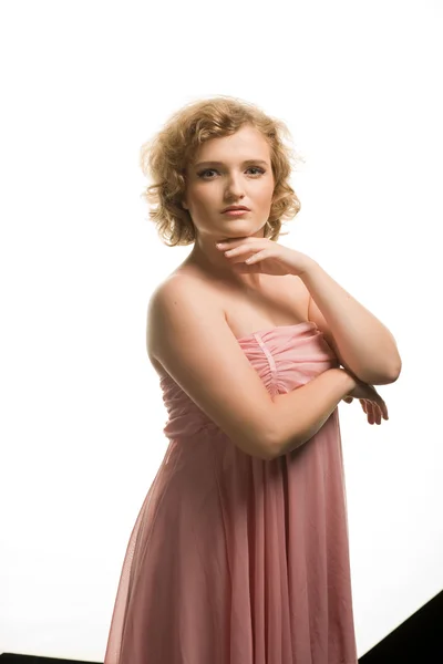 Girl in pink dress — Stock Photo, Image