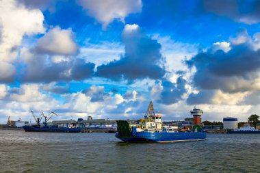 Ferry in Klaipeda port clipart