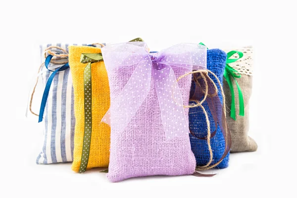 Decorative textile sachet pouches — Stock Photo, Image