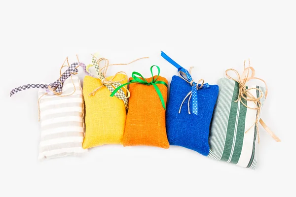 Decorative textile sachet pouches — Stock Photo, Image