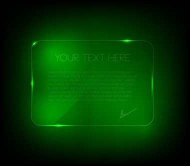 Yeşil cam afiş ile parlak ışıklar