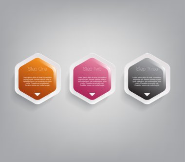 Adım tanıtımı için üç renkli afiş şablon