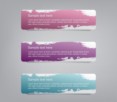 Üç renkli vektör Sticker etiket Etiketler bir fırça darbesiyle el boyalı arka plan