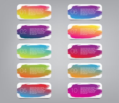 arka plan boya fırça konturu el ile 10 renkli vektör Sticker etiket kümesi Etiketler