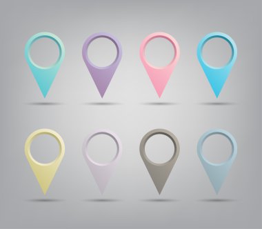 sekiz renkli harita işaretçi kümesi