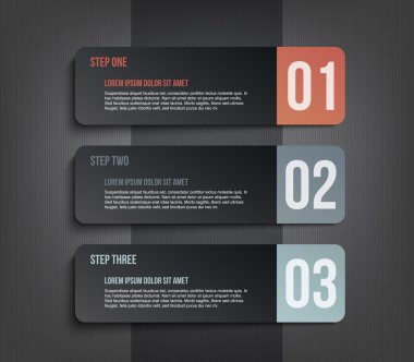 Üç kağıt modern afiş şablon için koyu renk arka plan ile adım sunum-ebilmek var olmak kullanılmış için Infographics veya iş akışı düzeni