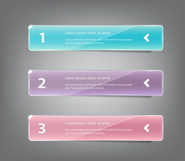 Trois modèles modernes de bannières en plastique pour la présentation étape — Image vectorielle