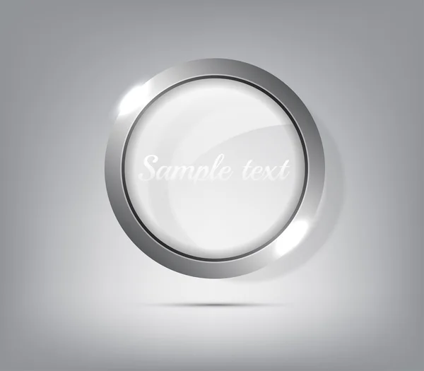 vektör yuvarlak metalik afiş ile şeffaf cam