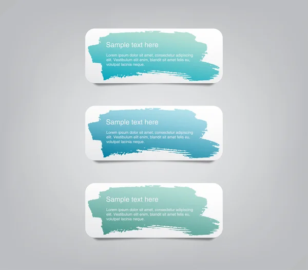 Üç renkli vektör Sticker etiket Etiketler bir fırça darbesiyle el boyalı arka plan