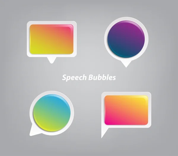 A set of four colorful plastic speech bubbles — Stock Vector