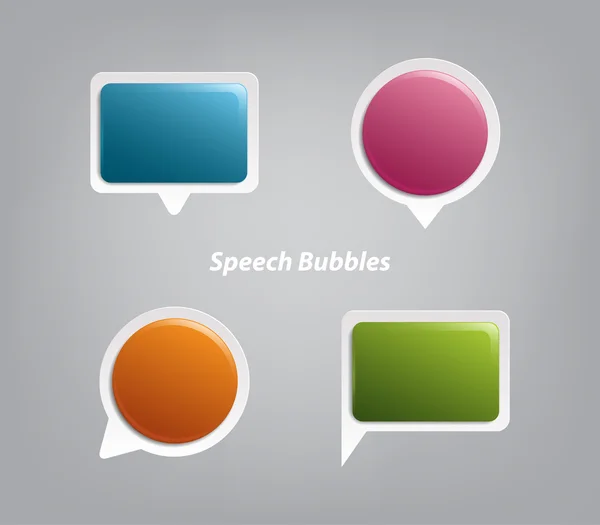 A set of four colorful plastic speech bubbles — Stock Vector
