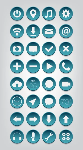 青いベクトルのセット丸い web ボタン — ストックベクタ