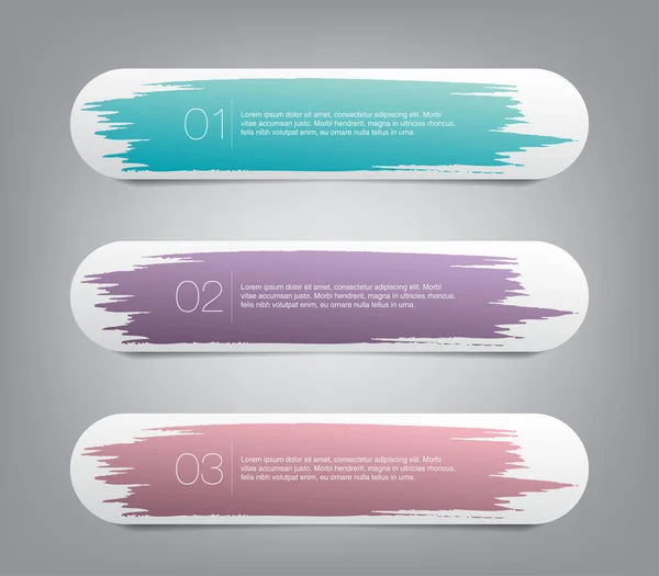 Üç renkli vektör Sticker etiket Etiketler bir fırça darbesiyle el boyalı arka plan