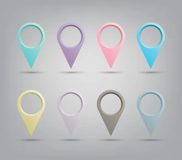 Un ensemble de huit pointeurs de carte colorés — Image vectorielle