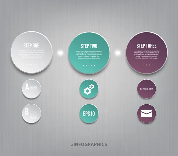 Drei moderne Plastik-Banner-Vorlagen für Schrittpräsentation können für Infografiken oder Workflow-Layout verwendet werden — Stockvektor