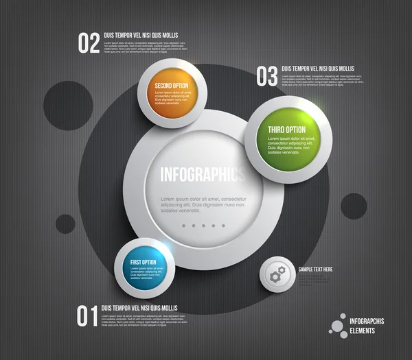 Sötét háttér előtt modern lépés bemutató panel használható infographics vagy munkafolyamat-elrendezés — Stock Vector