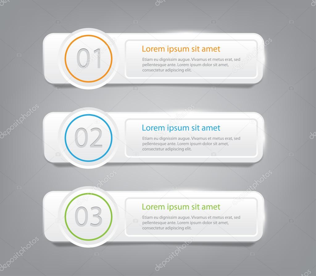 Three modern plastic banners template for step presentation