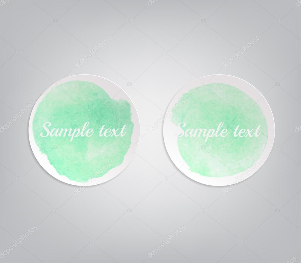 A set of two paper sticker banners with watercolor stains