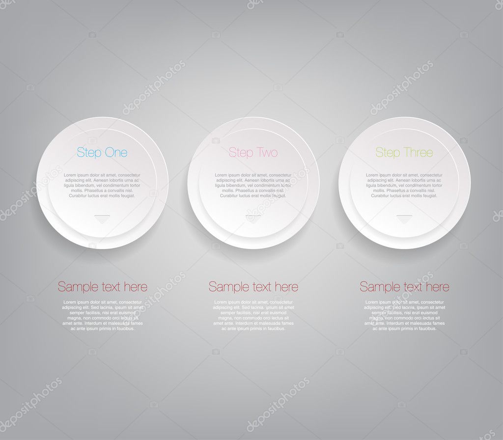 Three paper banners template for step presentation