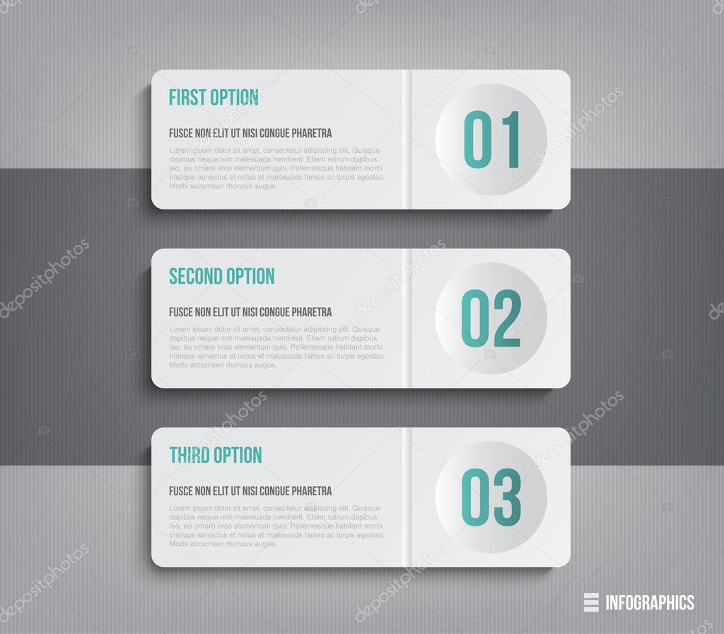 Three modern plastic banners template for step presentation with gray background can be used for infographics or worflow layout