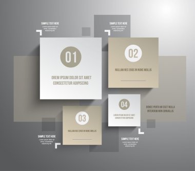 Dört kağıt modern afiş şablon adım tanıtımı için-ebilmek var olmak kullanılmış için Infographics veya iş düzeni