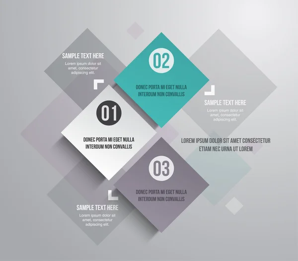 Trois modèles modernes de bannières en papier pour la présentation par étapes peuvent être utilisés pour l'infographie ou la mise en page du flux de travail — Image vectorielle