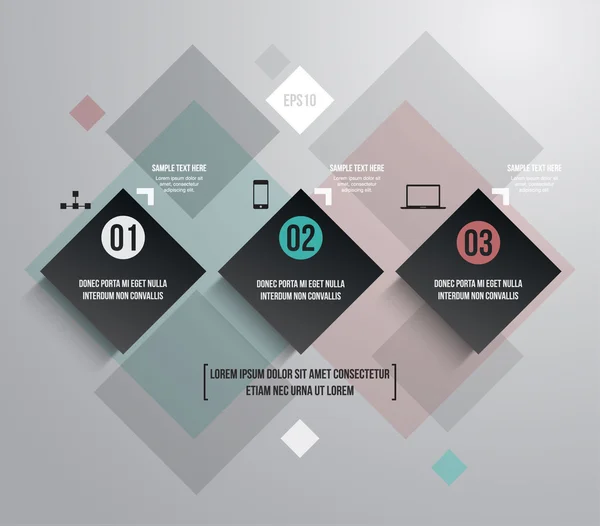 Se pueden utilizar tres plantillas de pancartas de papel modernas para la presentación paso a paso para infografías o diseño de flujo de trabajo — Archivo Imágenes Vectoriales