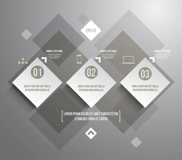 Trois modèles modernes de bannières en papier pour la présentation par étapes peuvent être utilisés pour l'infographie ou la mise en page du flux de travail — Image vectorielle