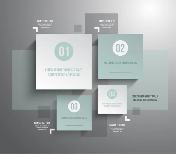 Quatre modèles modernes de bannières en papier pour la présentation par étapes peuvent être utilisés pour l'infographie ou la mise en page du flux de travail — Image vectorielle