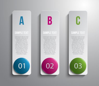 Adım tanıtımı için üç modern metalik afiş şablon